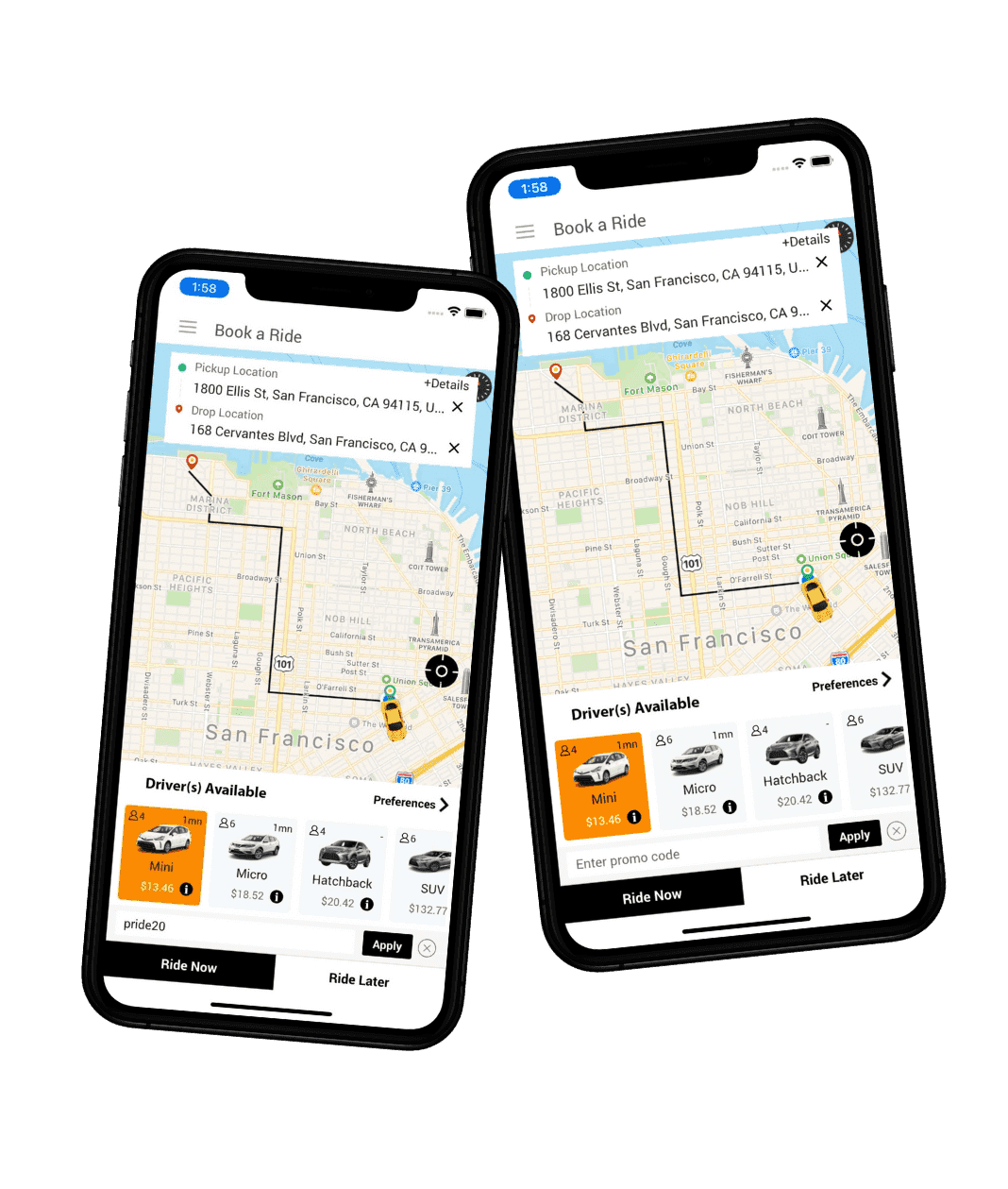auto applied promo codes feature in taxi app